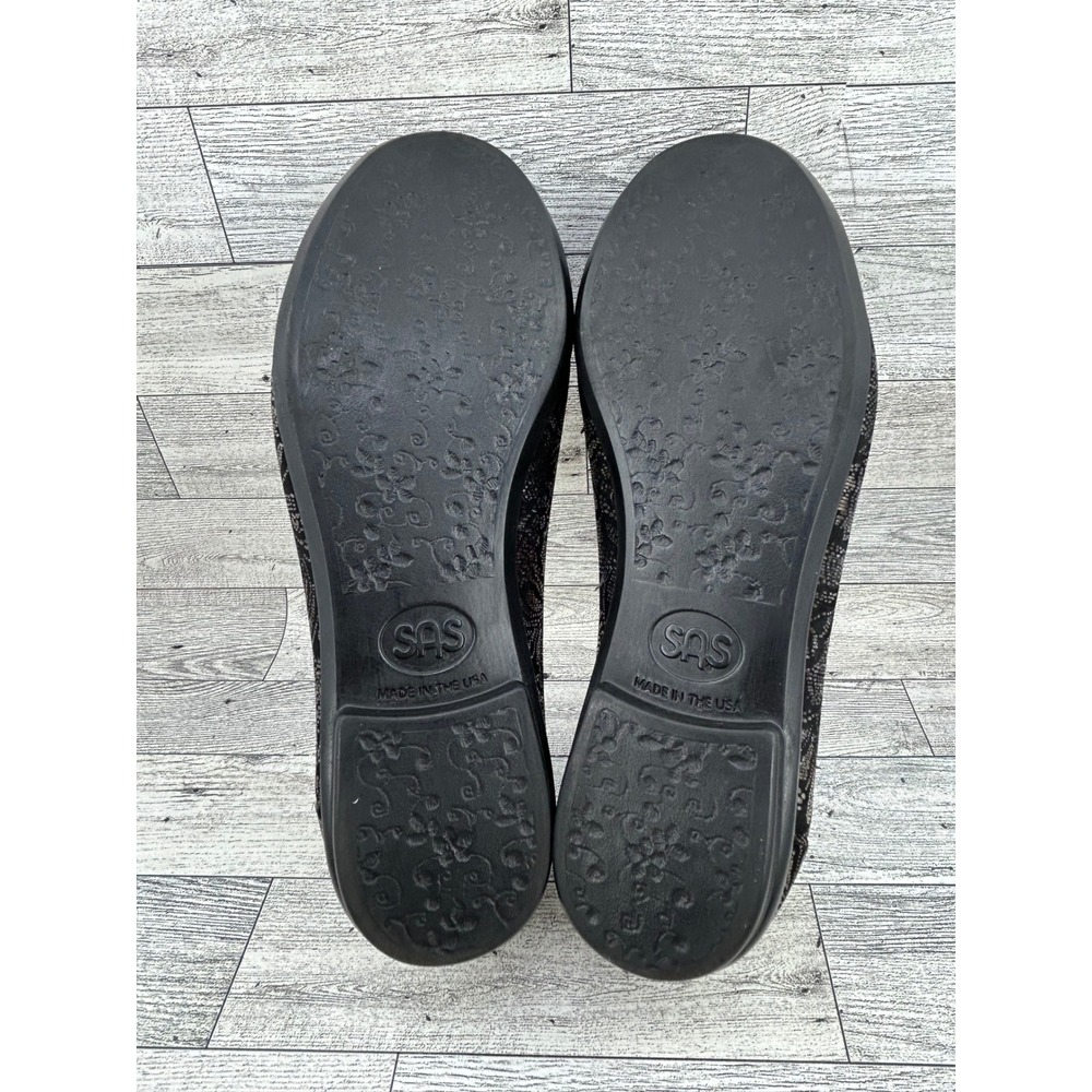 SAS Scenic Women Sz 9 W Black Bronze Lace Leather Ballet Flats Made in USA - Picture 12 of 13
